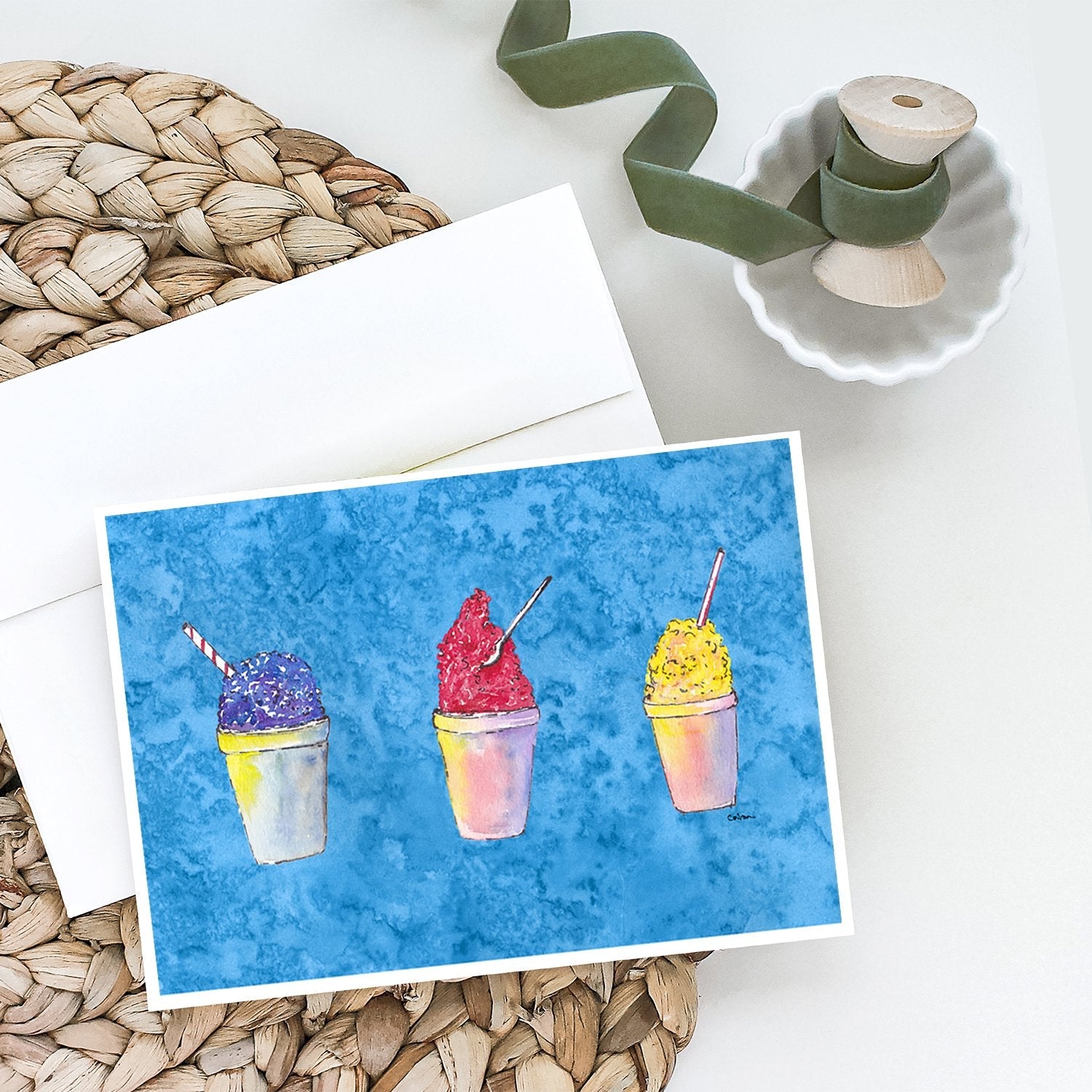 Snowballs and Snowcones Greeting Cards Pack of 8 Blank Cards with Envelopes Whimsical A7 Size 5x7