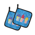 Snowballs and Snowcones Pot Holder Set of 2 Heat Resistant Quilted Hot Pads 7.5 x 7.5 Inch, Insulated Kitchen Trivets for Cooking & Baking