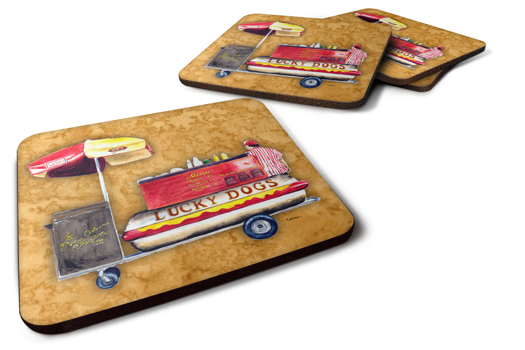 Hot Dog Foam Coasters Set of 4 Cup Coasters for Indoor Outdoor, Tabletop Protection, Anti Slip, Mouse pad Material