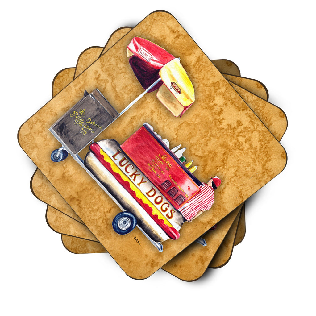 Hot Dog Foam Coasters Set of 4 Cup Coasters for Indoor Outdoor, Tabletop Protection, Anti Slip, Mouse pad Material