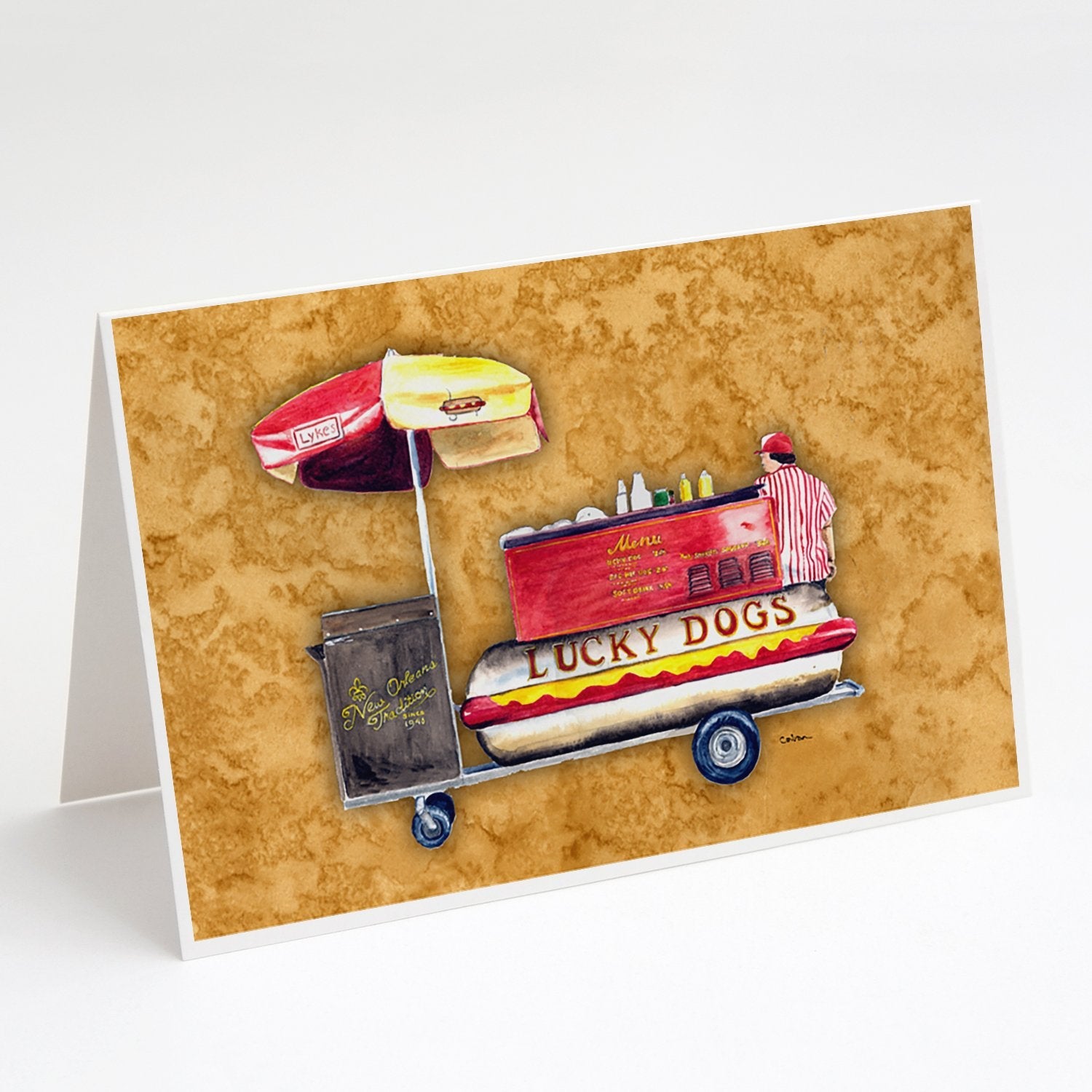 Hot Dog Greeting Cards Pack of 8 Blank Cards with Envelopes Whimsical A7 Size 5x7