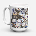 Oysters Ceramic Coffee Mug 15 oz Decorative Large C Handle Mug Cup for Tea, Cocoa Hot Chocolate
