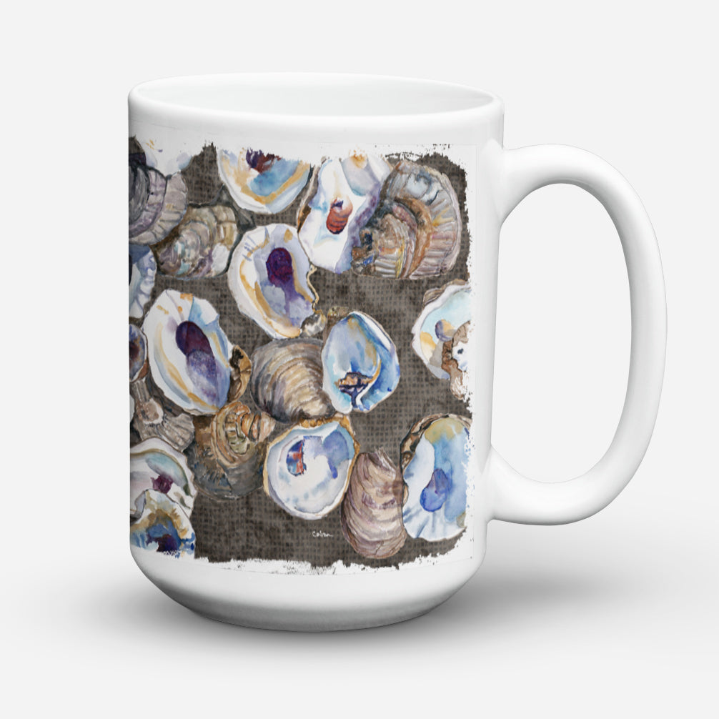 Oysters Ceramic Coffee Mug 15 oz Decorative Large C Handle Mug Cup for Tea, Cocoa Hot Chocolate