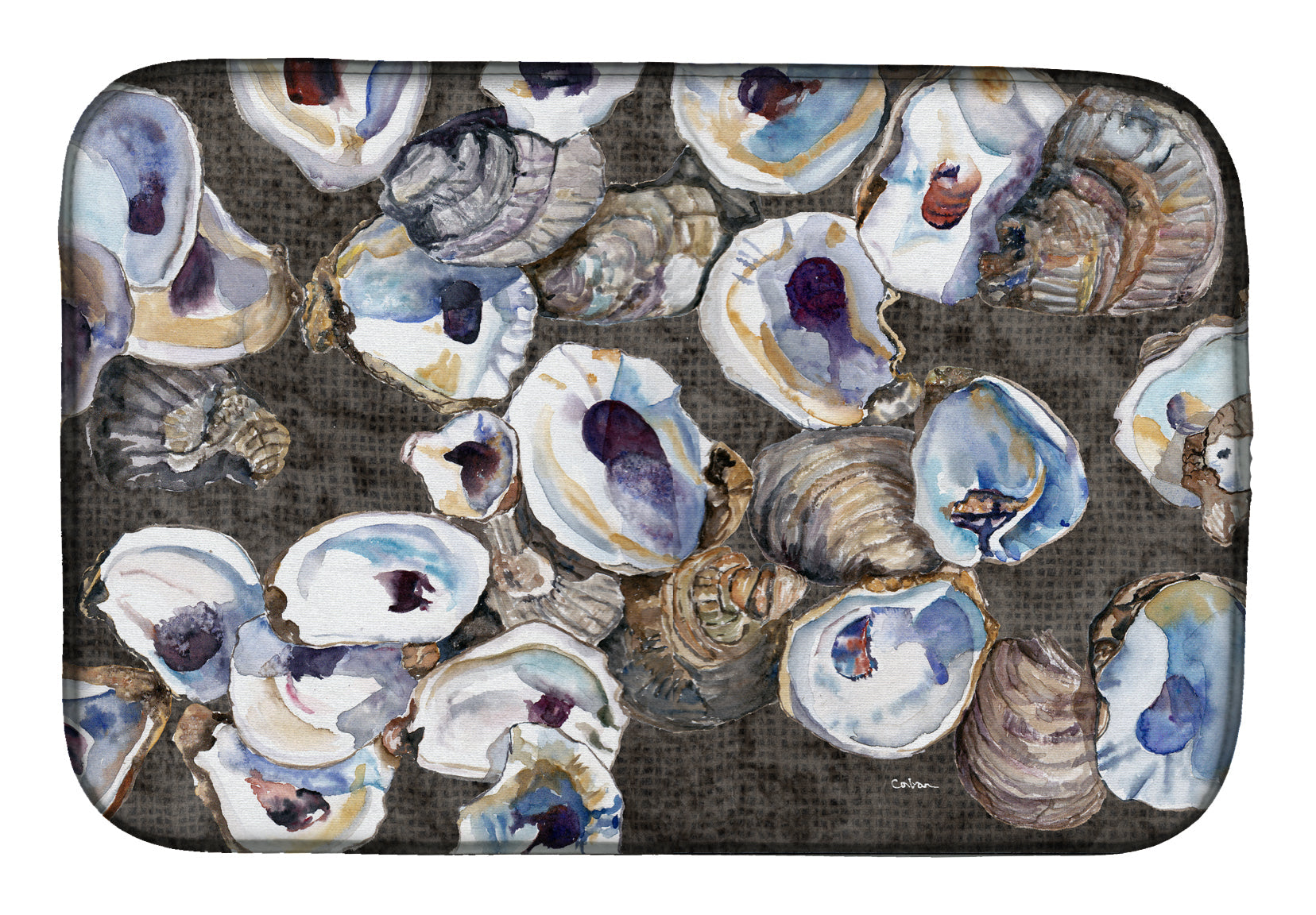 Oysters Dish Drying Mat Absorbent Dish Drying Mat Pad for Kitchen Counter Dish Drainer Mat for Countertop, 14 x 21", Multicolor