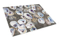 Oysters Cutting Board Tempered Glass Kitchen Cutting Surface, Heat Resistant Chopping, Non-Slip Feet, Food Prep & Serving