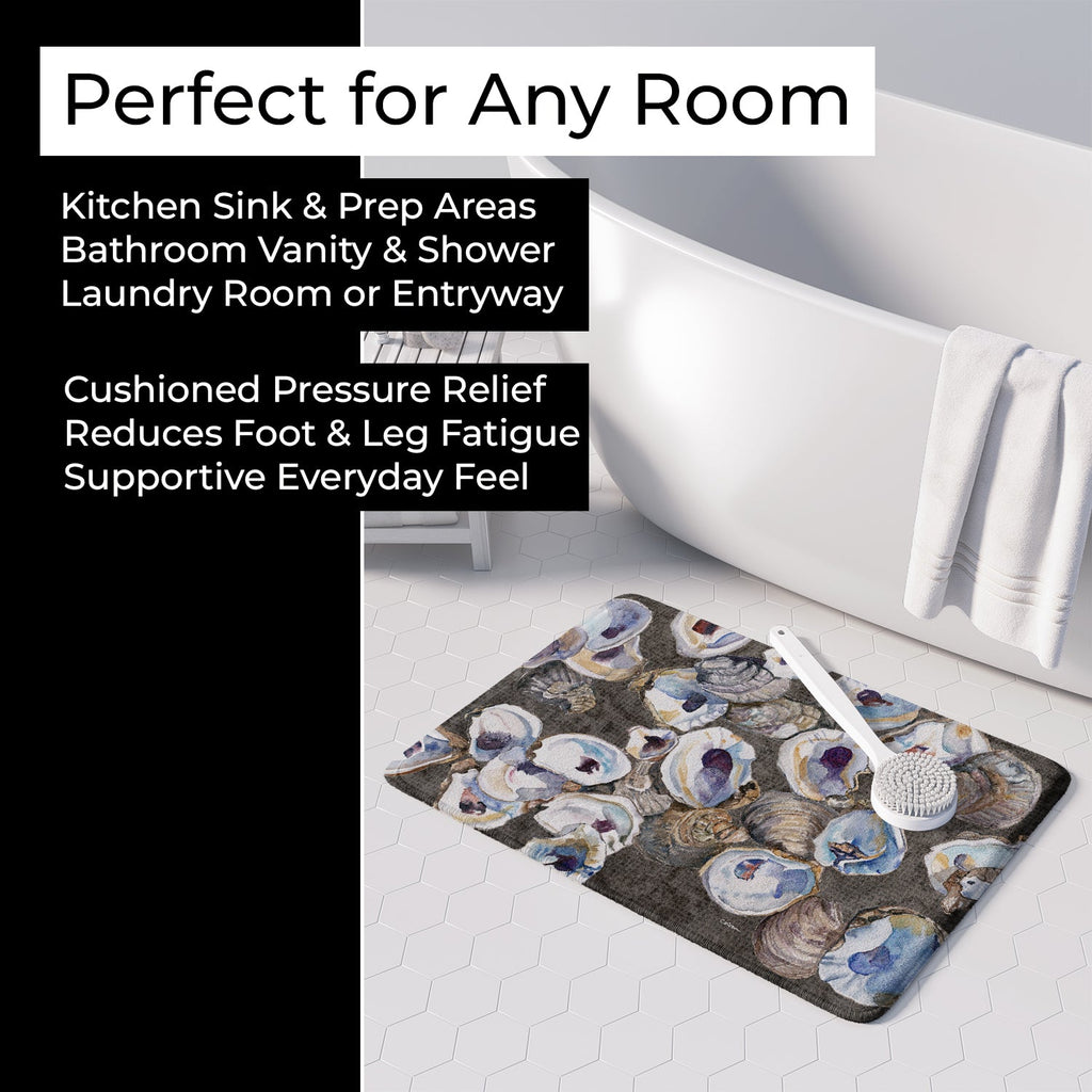 Oysters Memory Foam Kitchen Mat Machine Washable Anti-Fatigue Cushion Comfort Bath or Kitchen Rug