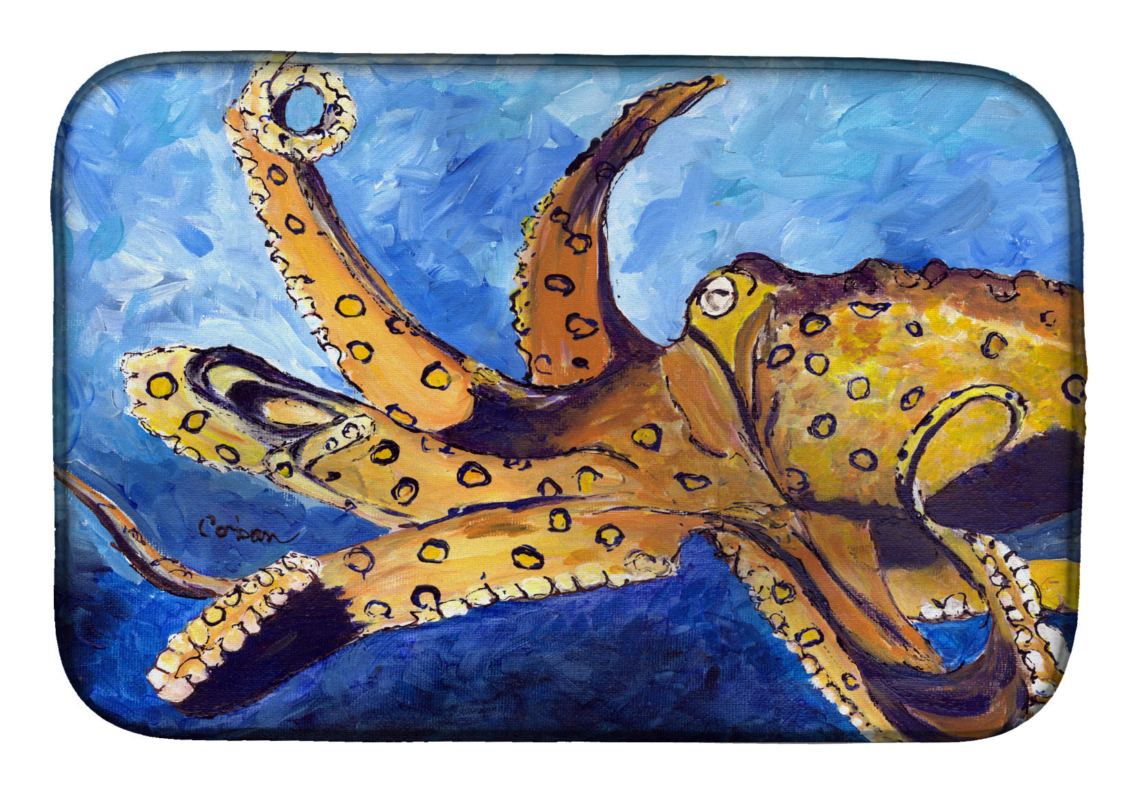 Octopus Dish Drying Mat Absorbent Dish Drying Mat Pad for Kitchen Counter Dish Drainer Mat for Countertop, 14 x 21", Multicolor