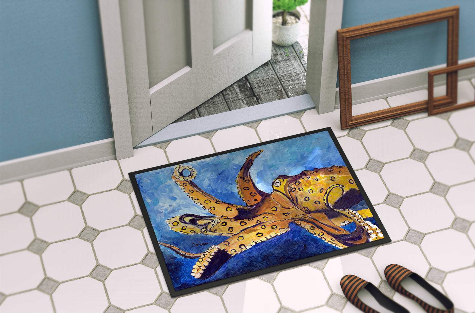 Octopus Doormat Indoor Outdoor 24H X 36W Front Door Mat Rugs for Entryway, Non Slip Washable Low Pile,