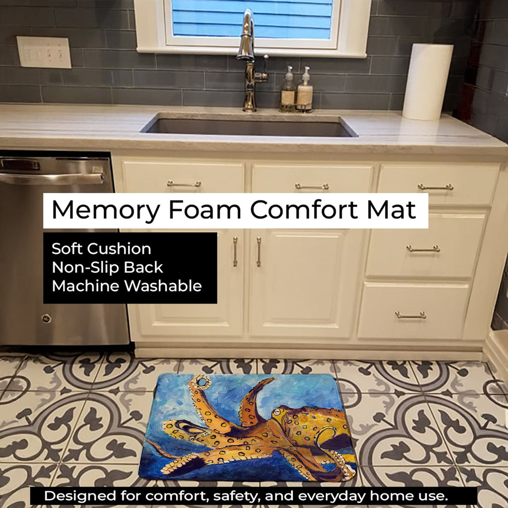 Octopus Memory Foam Kitchen Mat Machine Washable Anti-Fatigue Cushion Comfort Bath or Kitchen Rug