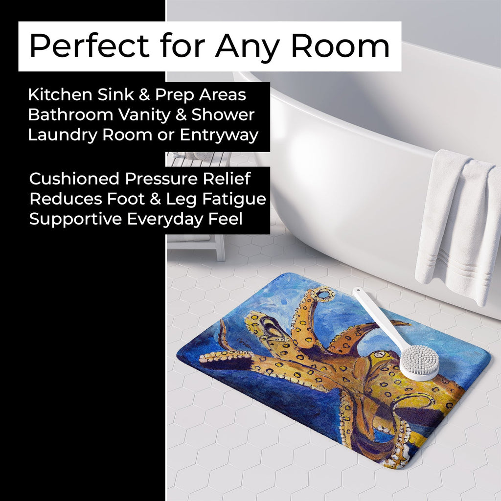 Octopus Memory Foam Kitchen Mat Machine Washable Anti-Fatigue Cushion Comfort Bath or Kitchen Rug