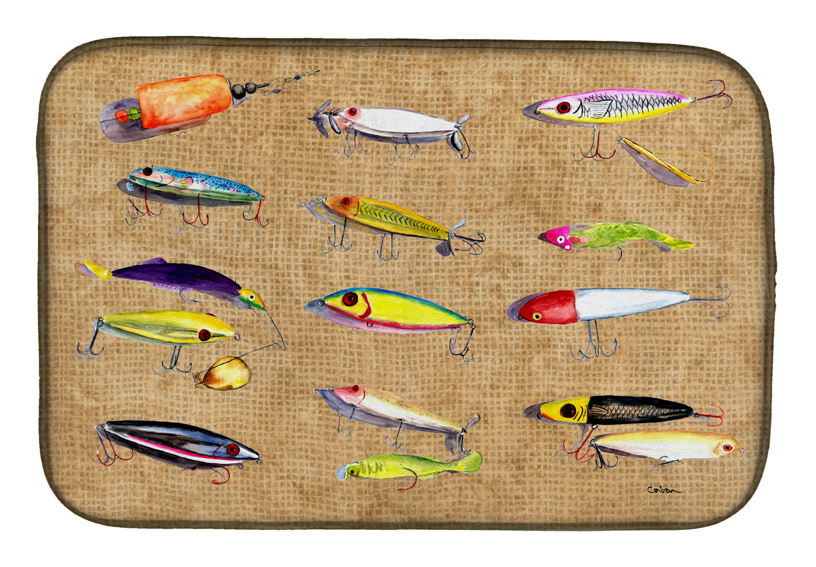 Fishing Lures Dish Drying Mat Absorbent Dish Drying Mat Pad for Kitchen Counter Dish Drainer Mat for Countertop, 14 x 21", Multicolor