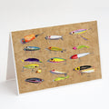 Fishing Lures Greeting Cards Pack of 8 Blank Cards with Envelopes Whimsical A7 Size 5x7