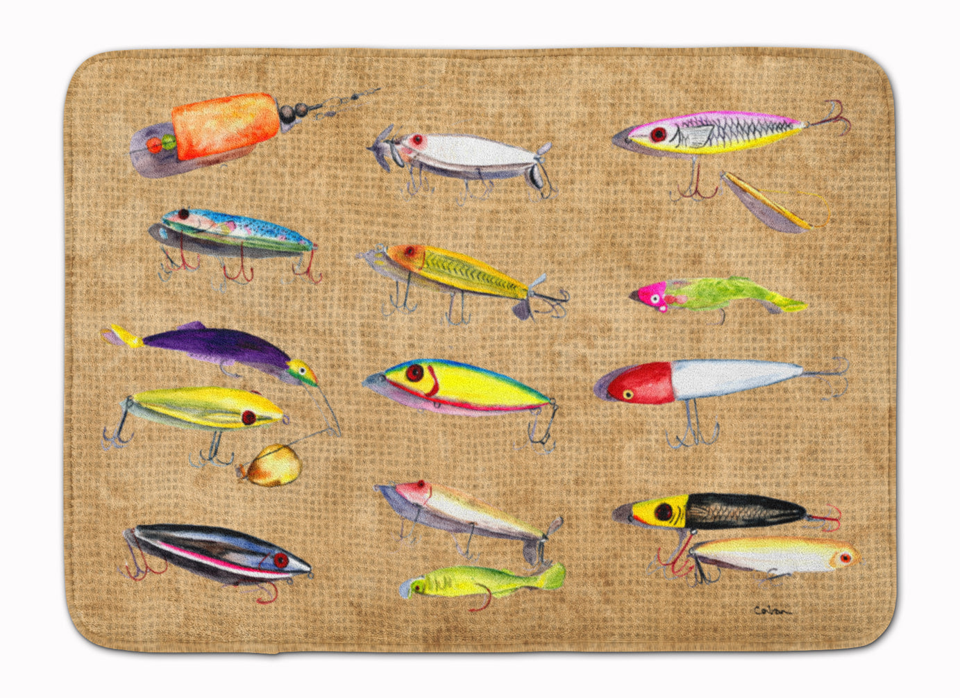 Fishing Lures Memory Foam Kitchen Mat Machine Washable Anti-Fatigue Cushion Comfort Bath or Kitchen Rug