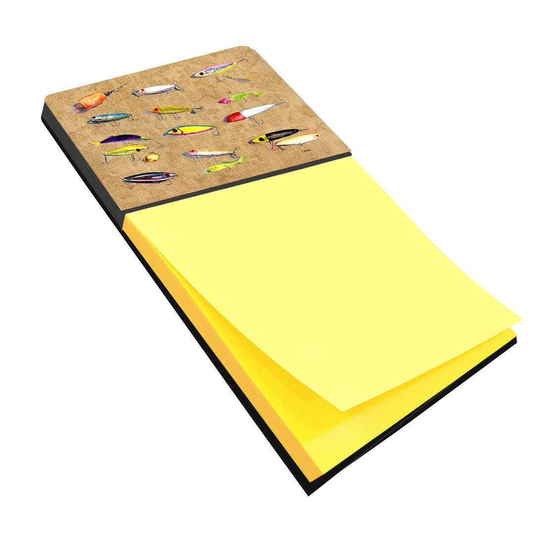 Fishing Lures Watercolor Sticky Note Holder Refillable Dispenser Desk Accessory 3x3 Pad Gift