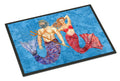 Mermaid and Merman Doormat Indoor Outdoor 18H X 27W Front Door Mat Rugs for Entryway, Non Slip Washable