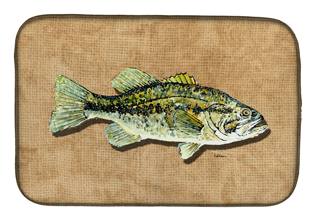 Small Mouth Bass Dish Drying Mat Absorbent Dish Drying Mat Pad for Kitchen Counter Dish Drainer Mat for Countertop, 14 x 21", Multicolor