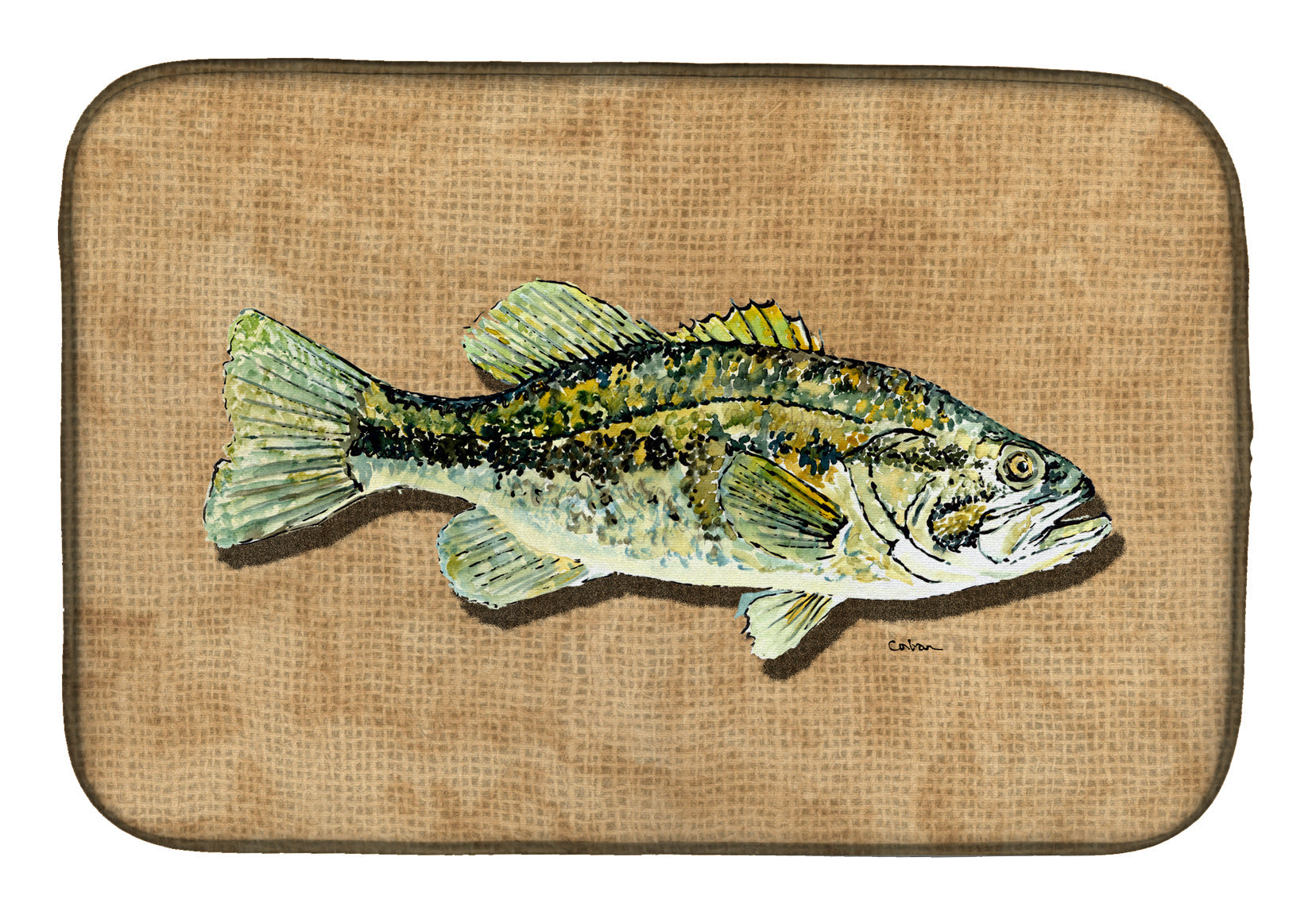 Small Mouth Bass Dish Drying Mat Absorbent Dish Drying Mat Pad for Kitchen Counter Dish Drainer Mat for Countertop, 14 x 21", Multicolor