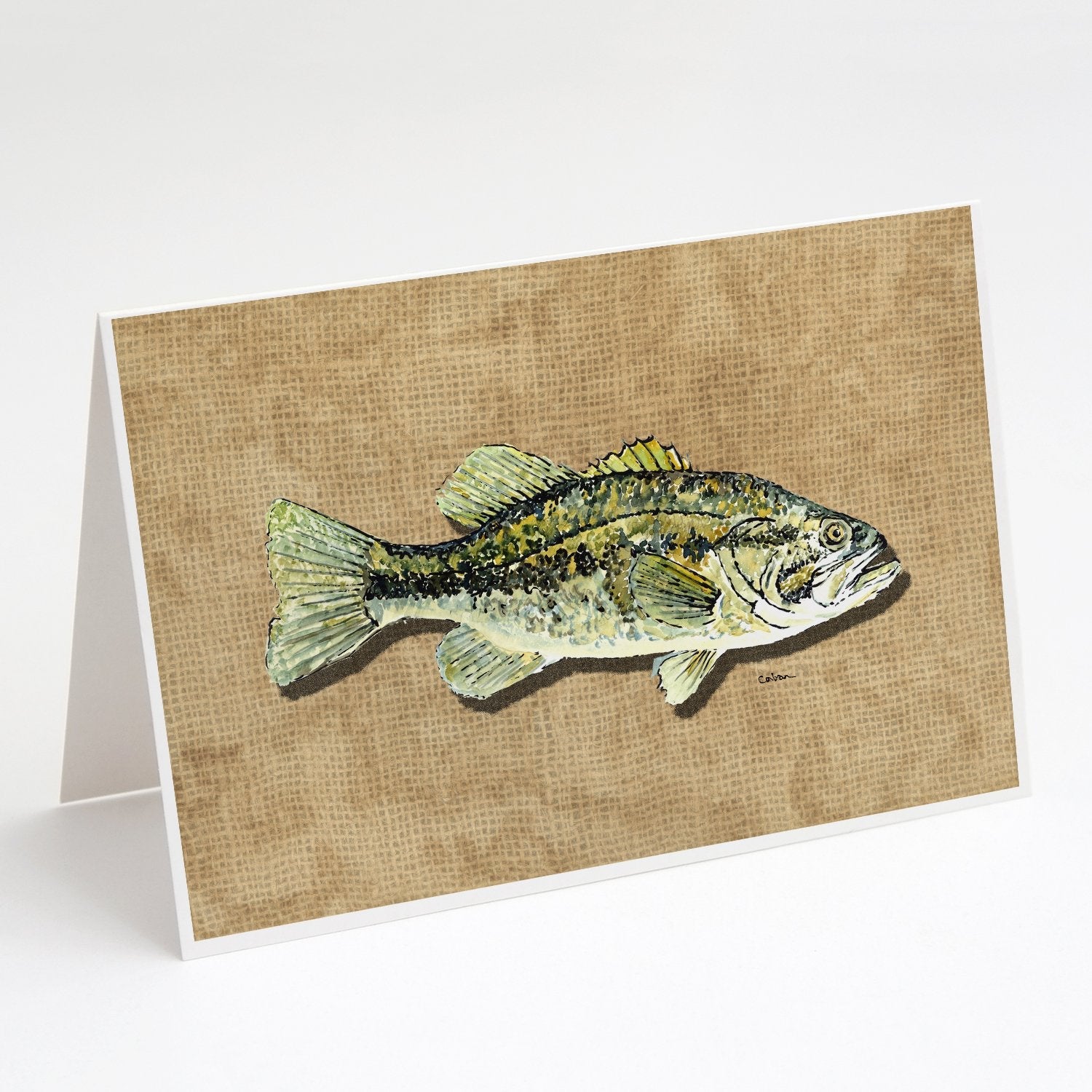Small Mouth Bass Greeting Cards Pack of 8 Blank Cards with Envelopes Whimsical A7 Size 5x7