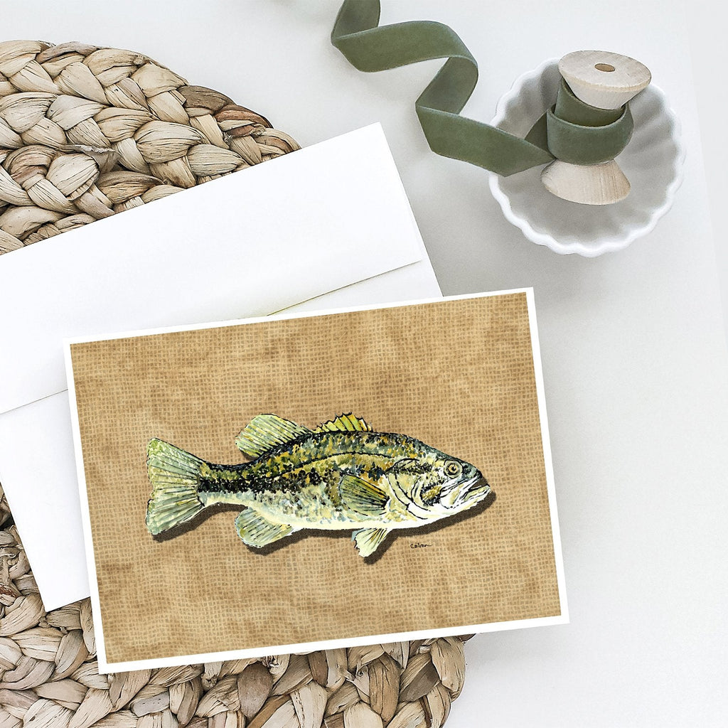 Small Mouth Bass Greeting Cards Pack of 8 Blank Cards with Envelopes Whimsical A7 Size 5x7