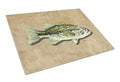 Small Mouth Bass Cutting Board Tempered Glass Kitchen Cutting Surface, Heat Resistant Chopping, Non-Slip Feet, Food Prep & Serving
