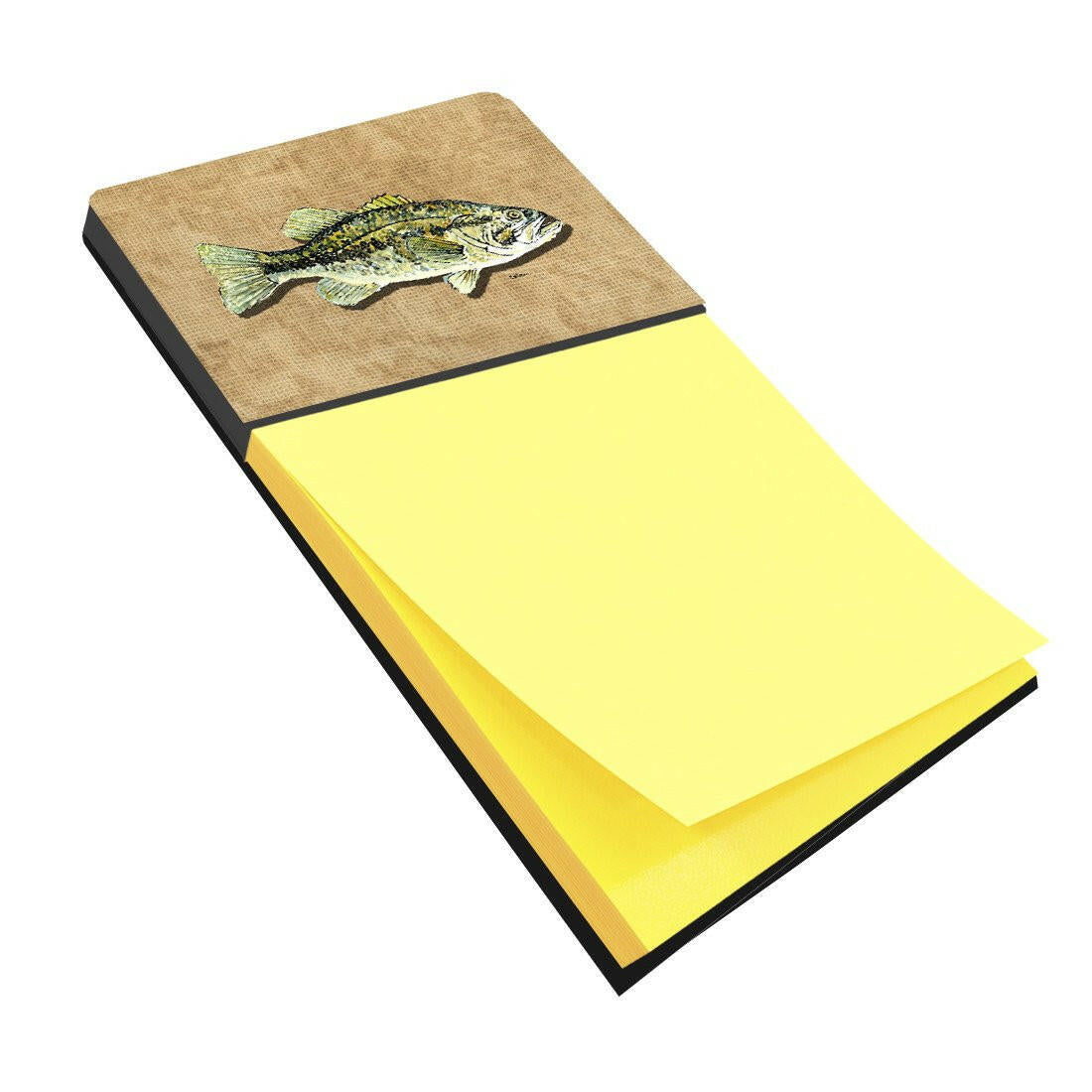 Small Mouth Bass Watercolor Sticky Note Holder Refillable Dispenser Desk Accessory 3x3 Pad Gift