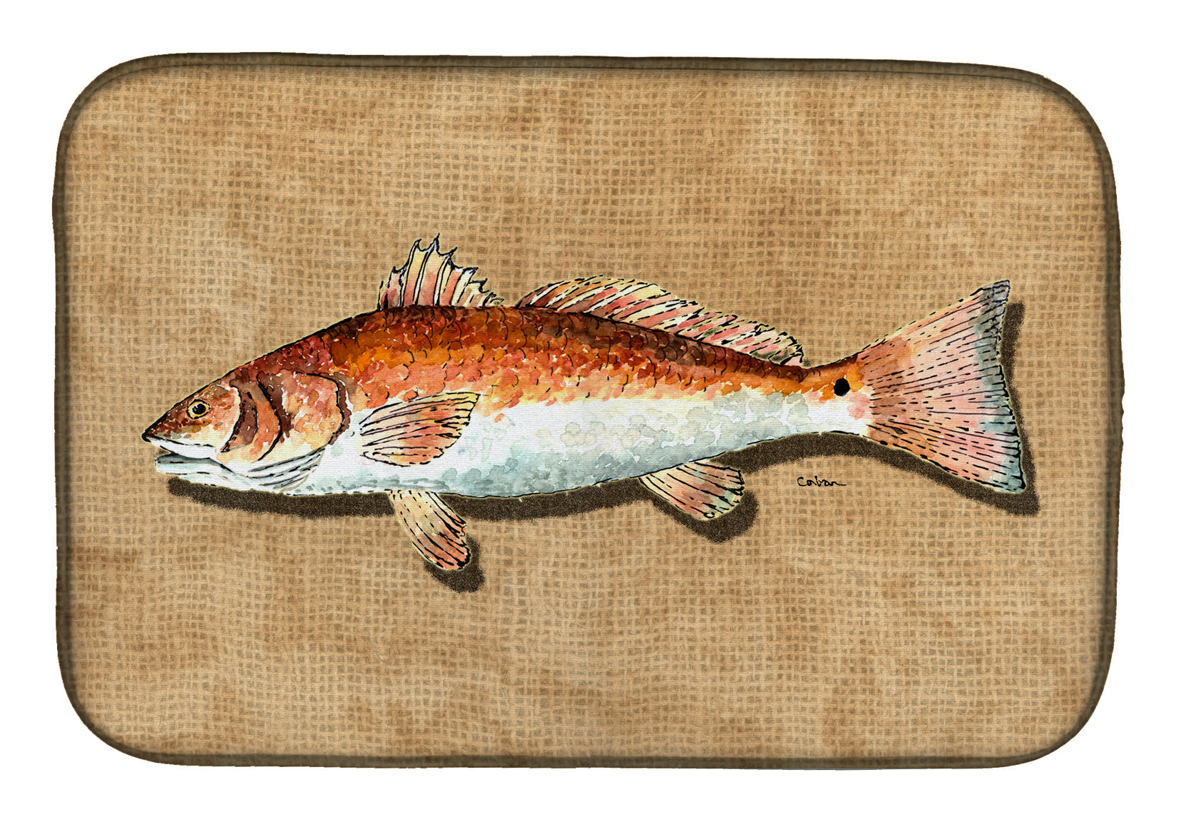 Red Fish Dish Drying Mat Absorbent Dish Drying Mat Pad for Kitchen Counter Dish Drainer Mat for Countertop, 14 x 21", Multicolor
