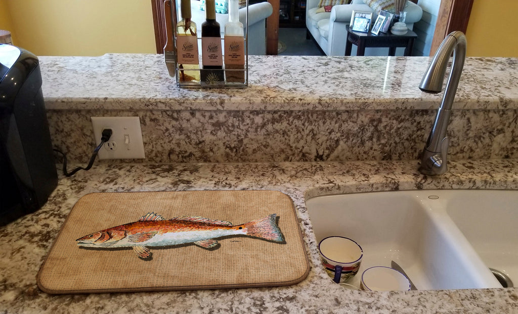 Red Fish Dish Drying Mat Absorbent Dish Drying Mat Pad for Kitchen Counter Dish Drainer Mat for Countertop, 14 x 21", Multicolor