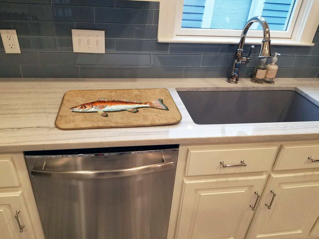 Red Fish Dish Drying Mat Absorbent Dish Drying Mat Pad for Kitchen Counter Dish Drainer Mat for Countertop, 14 x 21", Multicolor