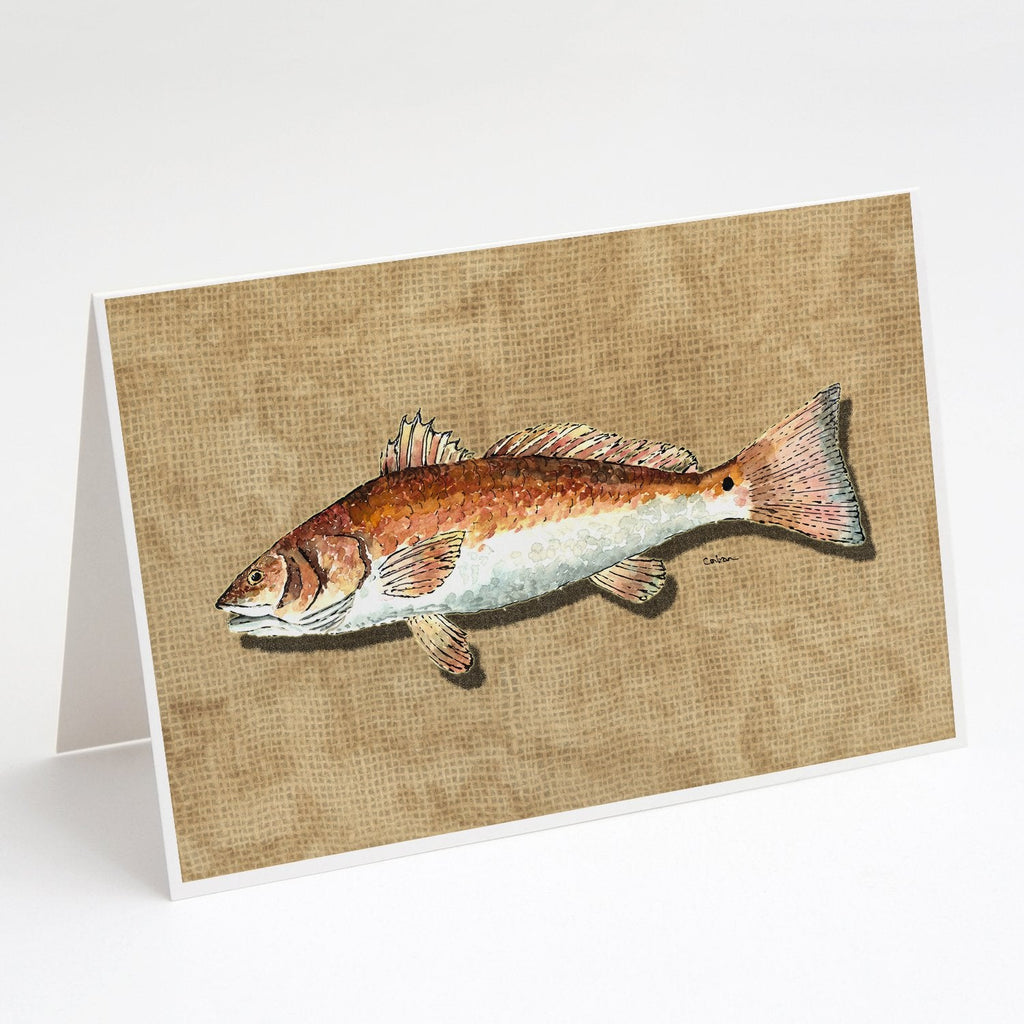 Red Fish Greeting Cards Pack of 8 Blank Cards with Envelopes Whimsical A7 Size 5x7