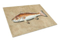 Red Fish Cutting Board Tempered Glass Kitchen Cutting Surface, Heat Resistant Chopping, Non-Slip Feet, Food Prep & Serving