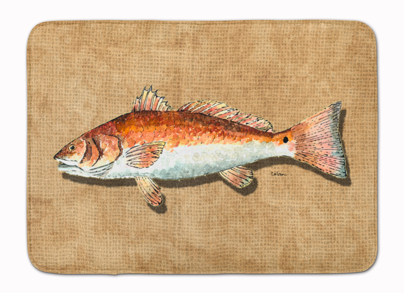 Red Fish Memory Foam Kitchen Mat Machine Washable Anti-Fatigue Cushion Comfort Bath or Kitchen Rug