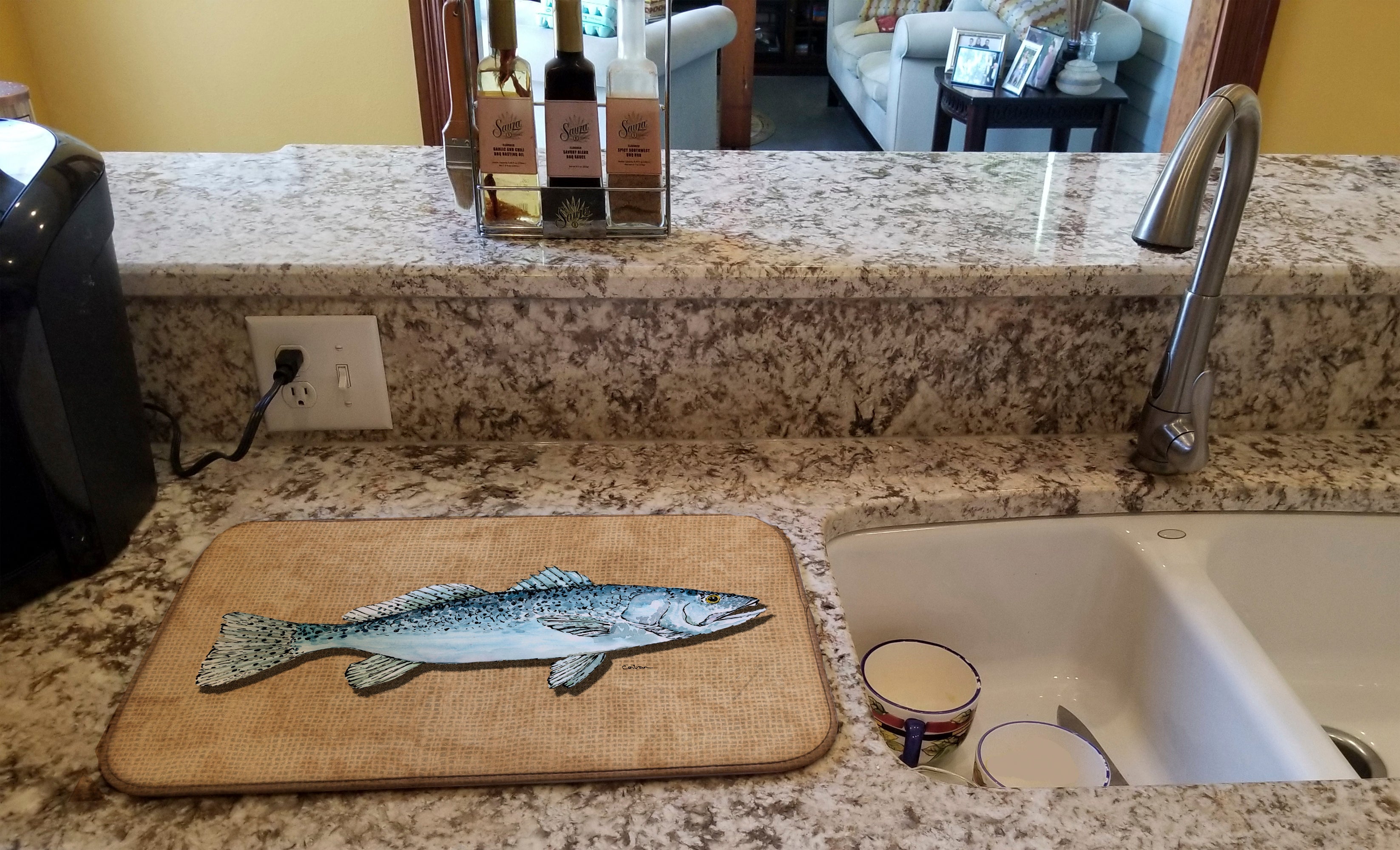 Speckled Trout Dish Drying Mat Absorbent Dish Drying Mat Pad for Kitchen Counter Dish Drainer Mat for Countertop, 14 x 21", Multicolor