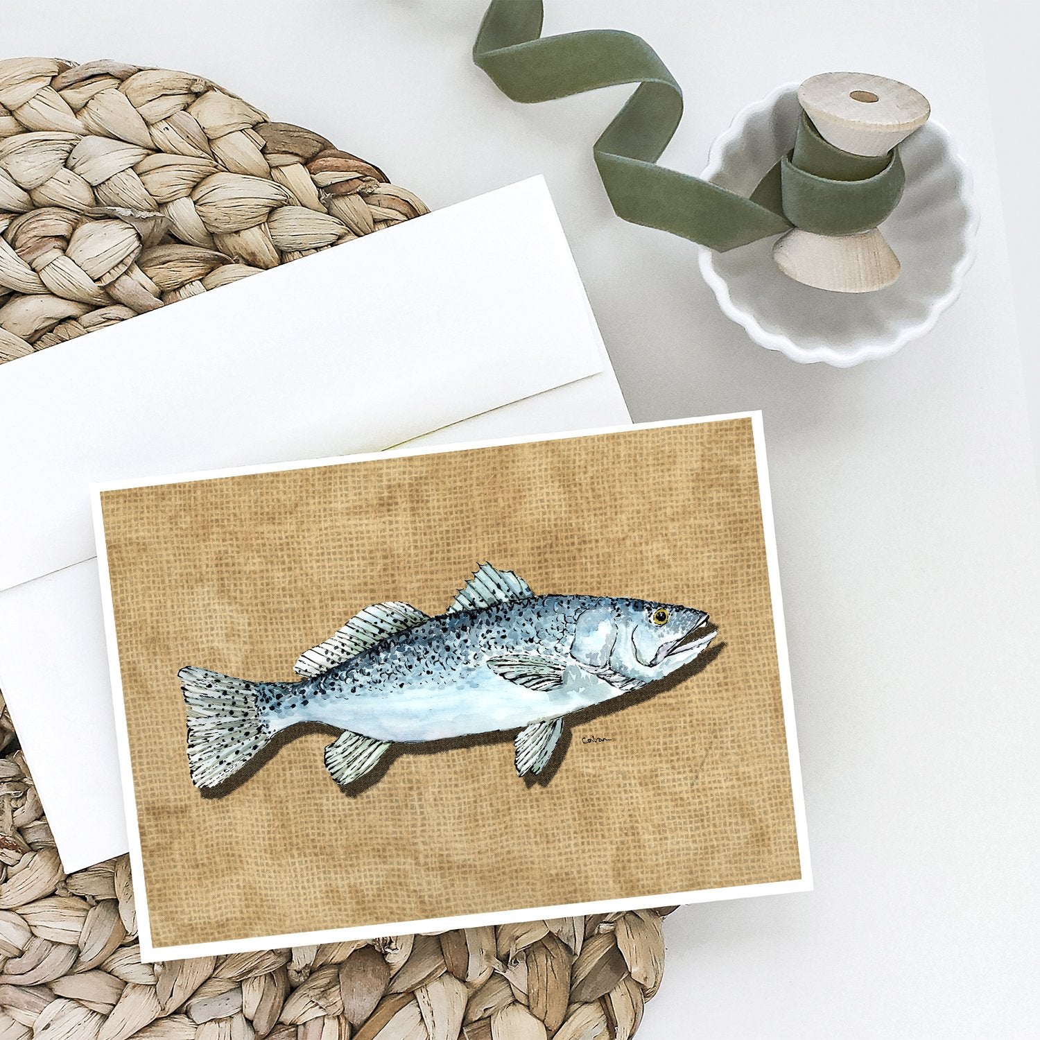 Speckled Trout Greeting Cards Pack of 8 Blank Cards with Envelopes Whimsical A7 Size 5x7
