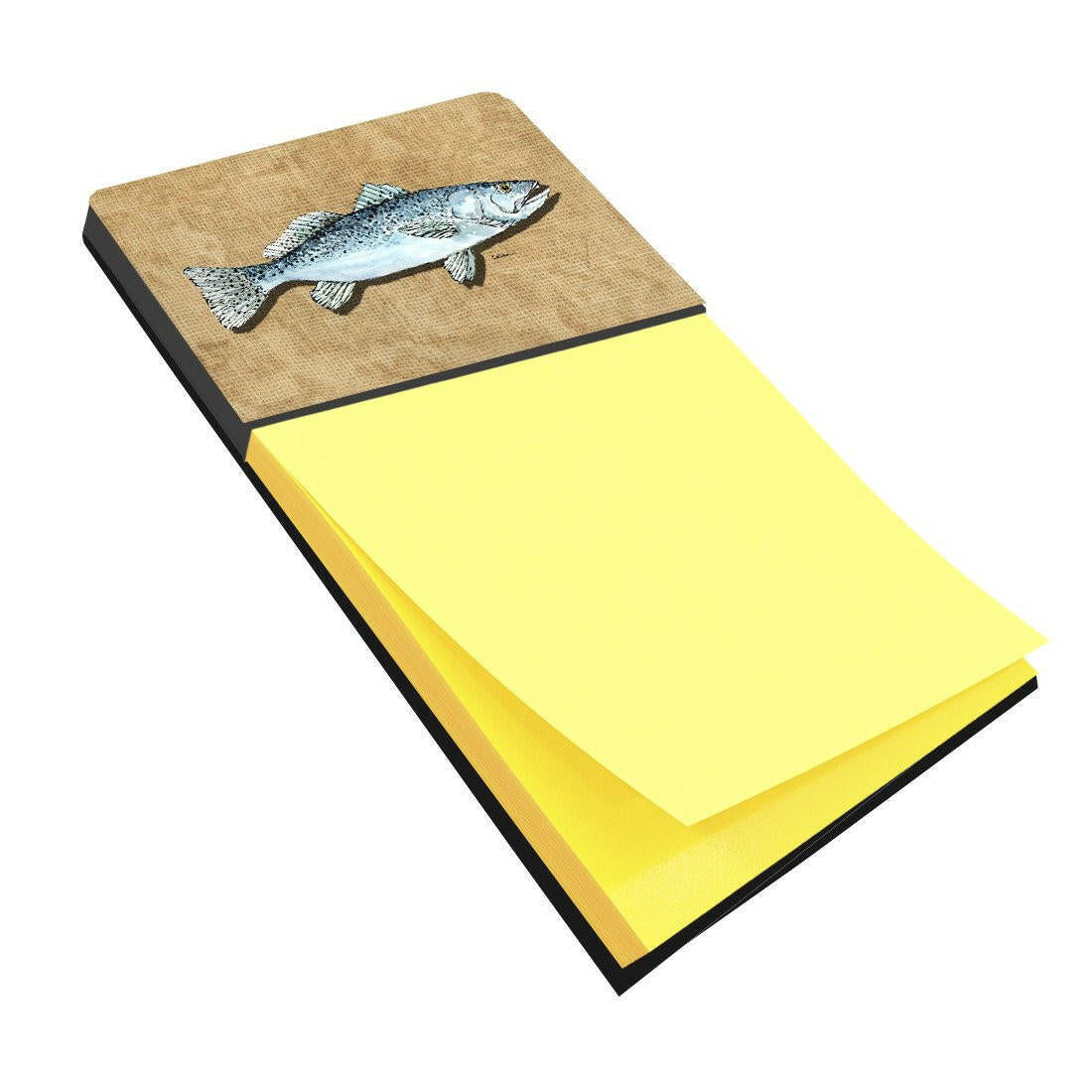 Speckled Trout Watercolor Sticky Note Holder Refillable Dispenser Desk Accessory 3x3 Pad Gift