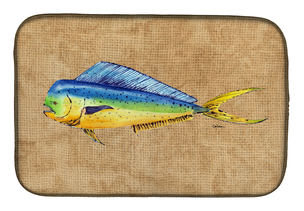 Dolphin Mahi Mahi Dish Drying Mat Absorbent Dish Drying Mat Pad for Kitchen Counter Dish Drainer Mat for Countertop, 14 x 21", Multicolor