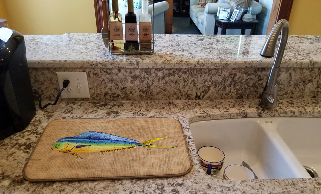 Dolphin Mahi Mahi Dish Drying Mat Absorbent Dish Drying Mat Pad for Kitchen Counter Dish Drainer Mat for Countertop, 14 x 21", Multicolor