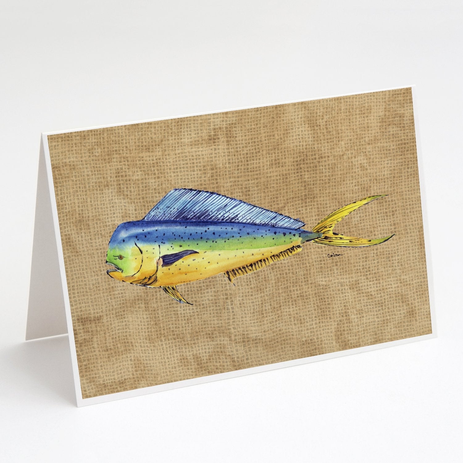 Dolphin Mahi Mahi Greeting Cards Pack of 8 Blank Cards with Envelopes Whimsical A7 Size 5x7