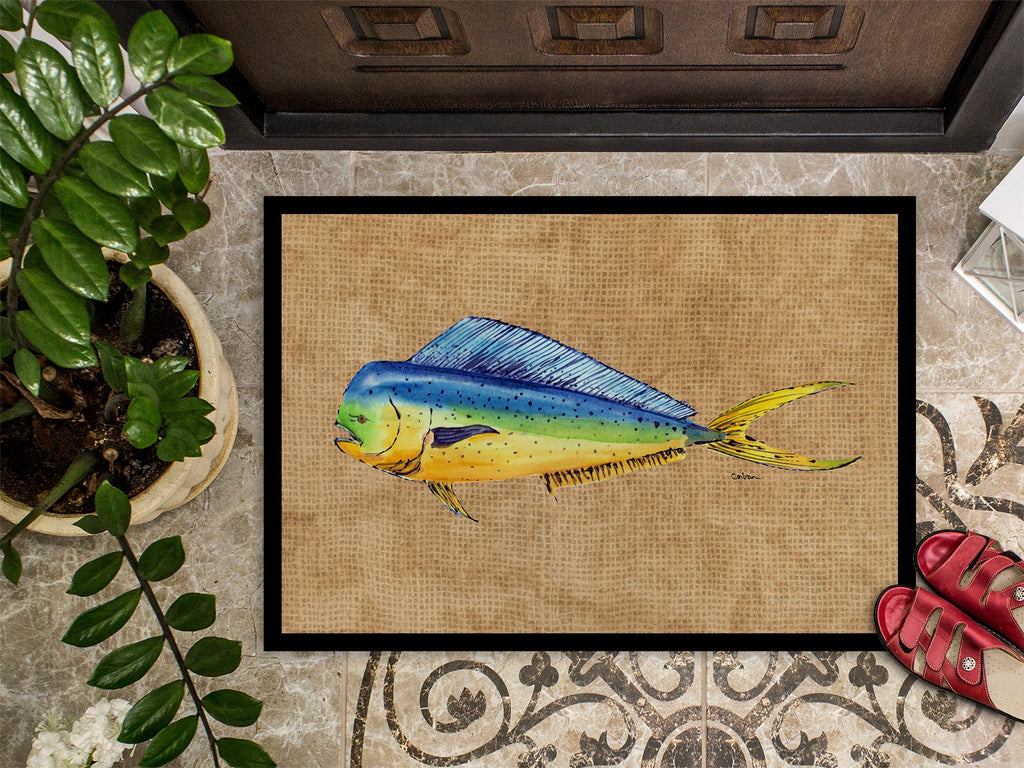 Dolphin Mahi Mahi Doormat Indoor Outdoor 24H X 36W Front Door Mat Rugs for Entryway, Non Slip Washable Low Pile,