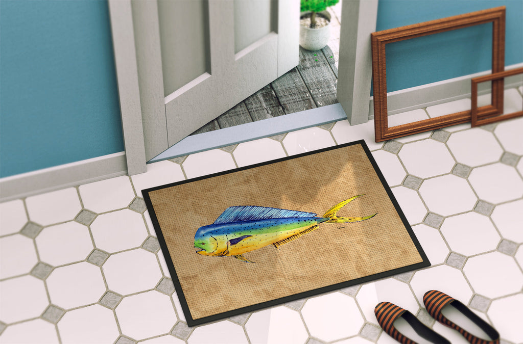 Dolphin Mahi Mahi Doormat Indoor Outdoor 24H X 36W Front Door Mat Rugs for Entryway, Non Slip Washable Low Pile,