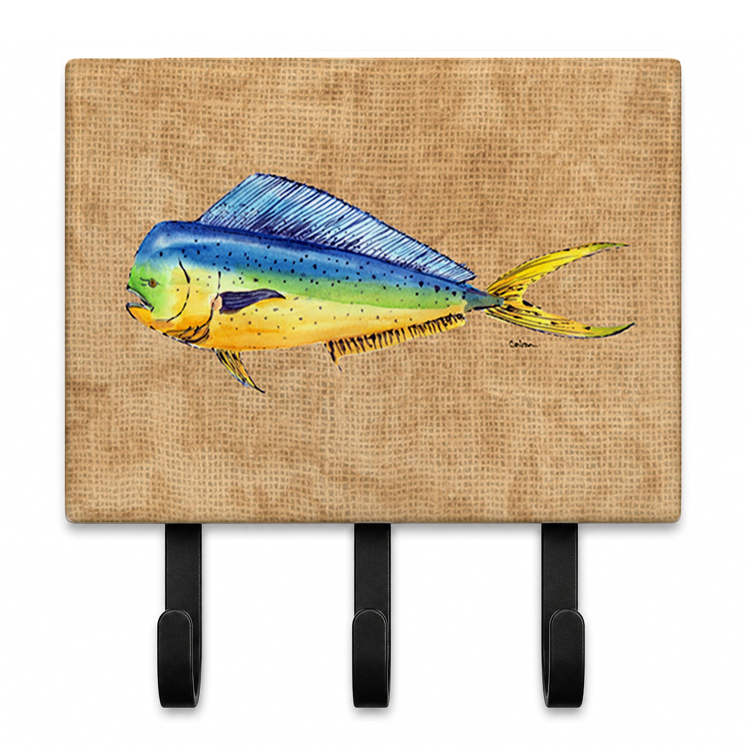 Dolphin Mahi Mahi Leash or Key Holder Wall Hooks, Coat Rack Wall Mount, for Hanging Keys, Towels, Aprons, Leashes