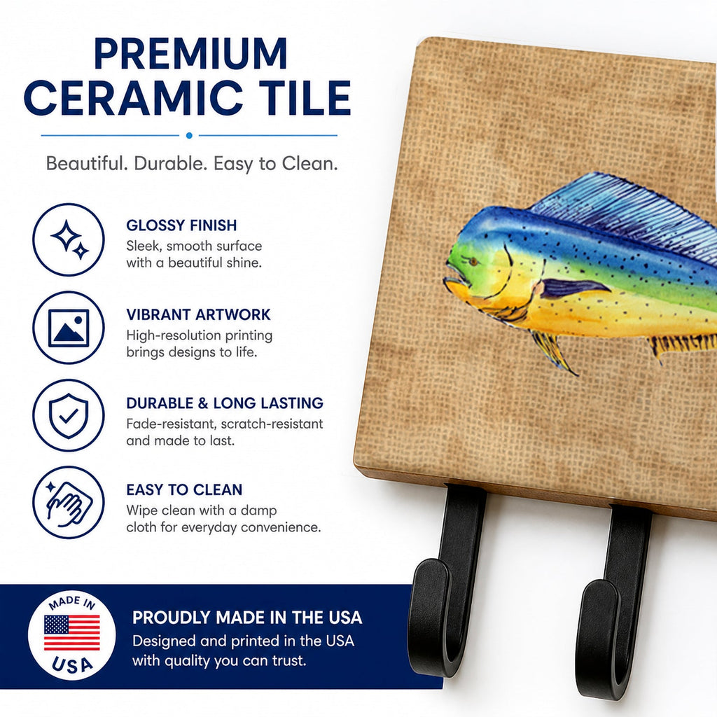 Dolphin Mahi Mahi Leash or Key Holder Wall Hooks, Coat Rack Wall Mount, for Hanging Keys, Towels, Aprons, Leashes