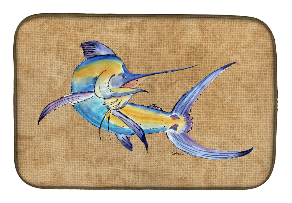 Blue Marlin Dish Drying Mat Absorbent Dish Drying Mat Pad for Kitchen Counter Dish Drainer Mat for Countertop, 14 x 21", Multicolor