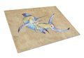 Blue Marlin Cutting Board Tempered Glass Kitchen Cutting Surface, Heat Resistant Chopping, Non-Slip Feet, Food Prep & Serving