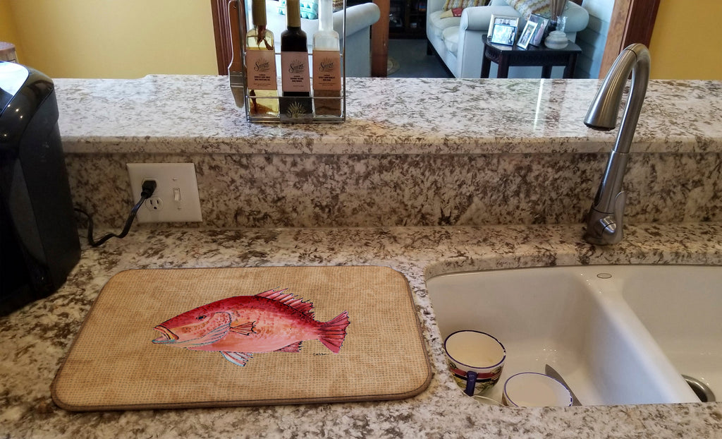 Strawberry Snapper Dish Drying Mat Absorbent Dish Drying Mat Pad for Kitchen Counter Dish Drainer Mat for Countertop, 14 x 21", Multicolor