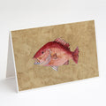Strawberry Snapper Greeting Cards Pack of 8 Blank Cards with Envelopes Whimsical A7 Size 5x7