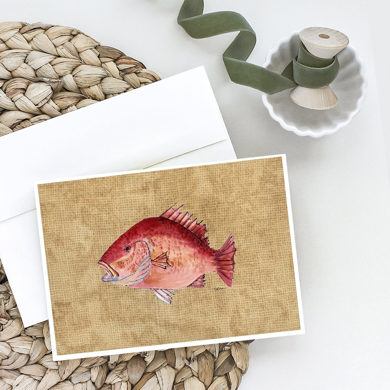 Strawberry Snapper Greeting Cards Pack of 8 Blank Cards with Envelopes Whimsical A7 Size 5x7