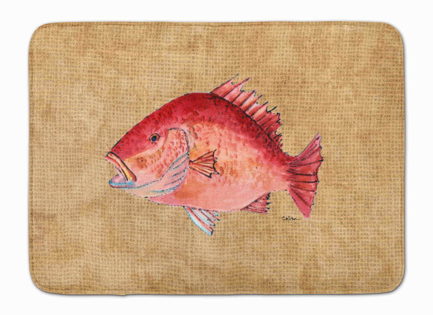 Strawberry Snapper Memory Foam Kitchen Mat Machine Washable Anti-Fatigue Cushion Comfort Bath or Kitchen Rug