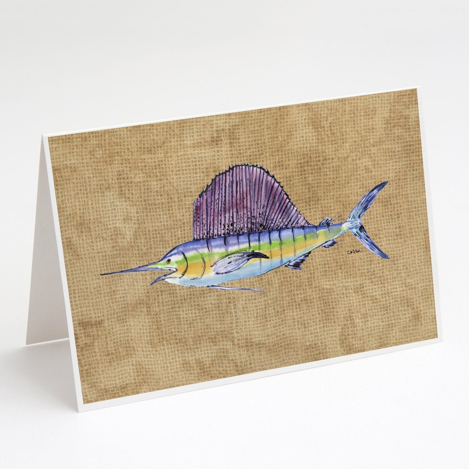 Swordfish Greeting Cards Pack of 8 Blank Cards with Envelopes Whimsical A7 Size 5x7