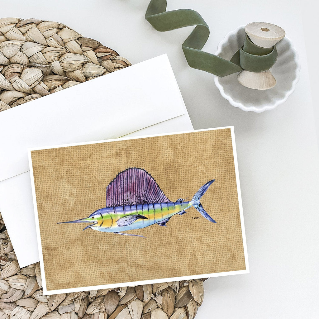Swordfish Greeting Cards Pack of 8 Blank Cards with Envelopes Whimsical A7 Size 5x7