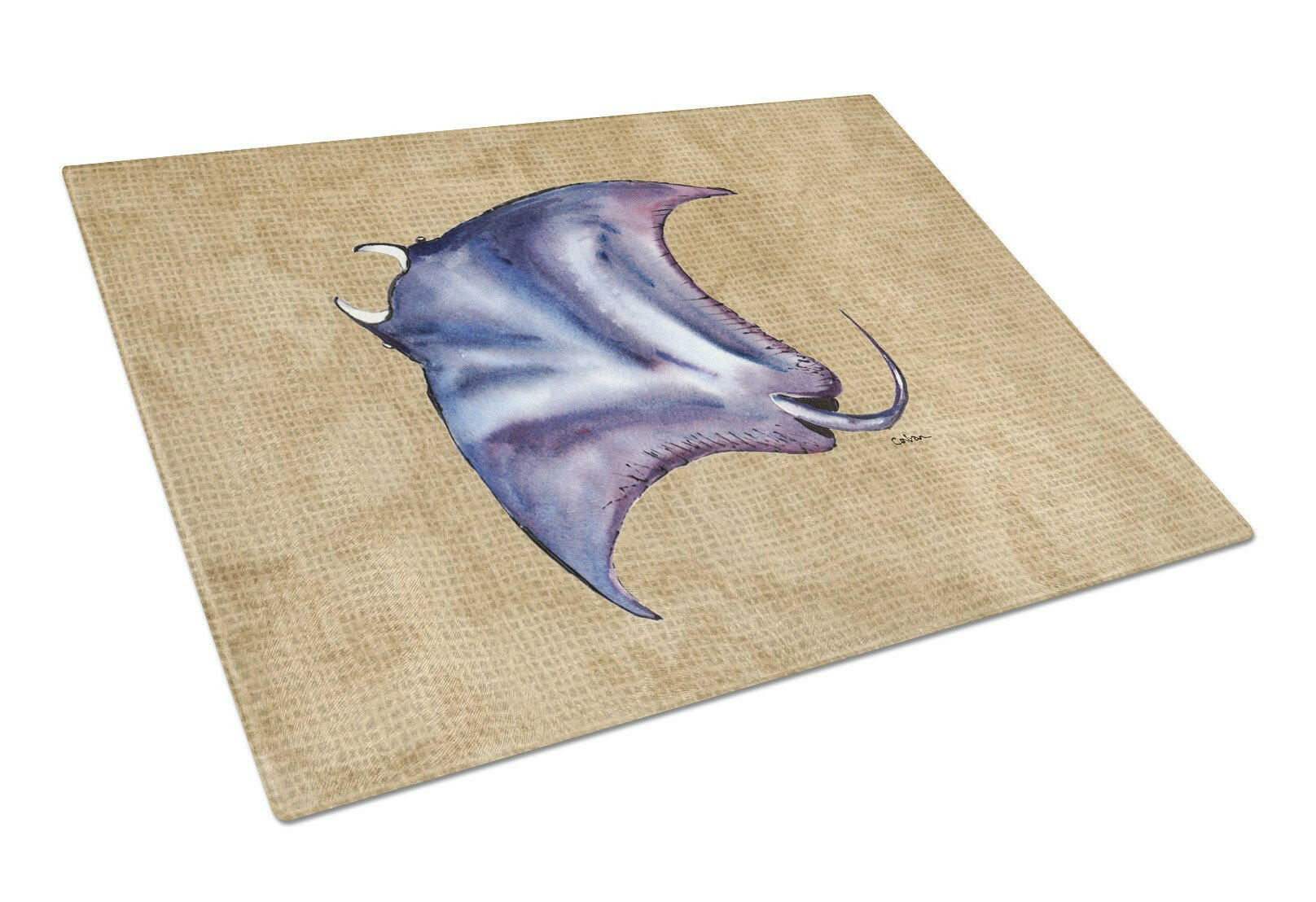 Stingray Cutting Board Tempered Glass Kitchen Cutting Surface, Heat Resistant Chopping, Non-Slip Feet, Food Prep & Serving